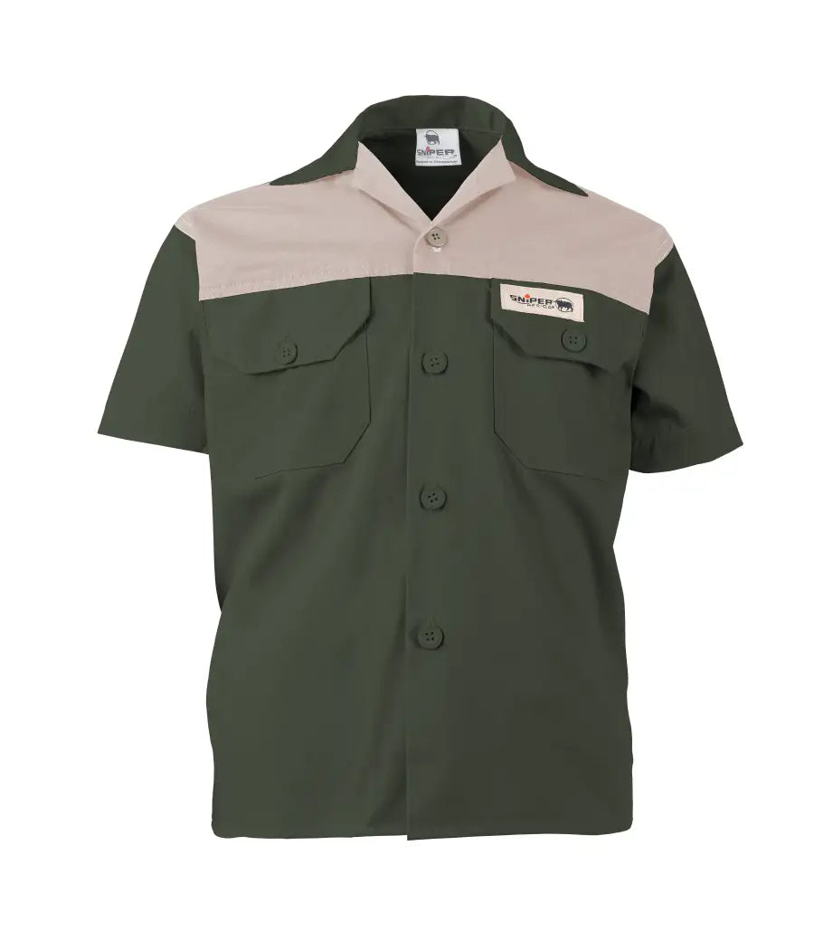 Kiddies Adventure Colour Block S/S Shirt - Khaki Olive/ Olive Khaki