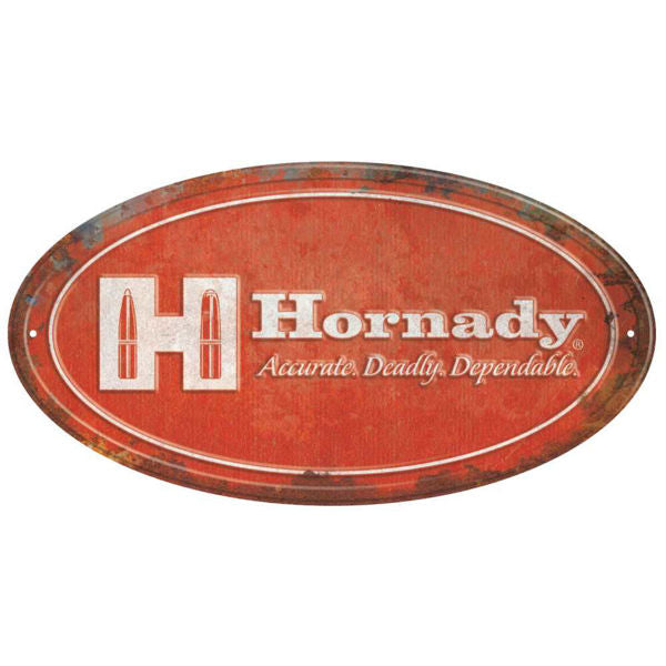 Hornady RED OVAL TIN SIGN
