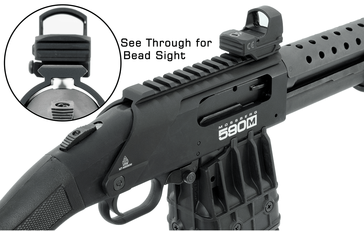 Utg 590M MAG-FED FULL LENGTH OPTIC MOUNT, 12 GAUGE + SHOT SHELL CARRIER