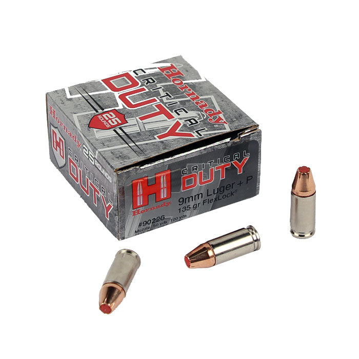 Hornady AMMO 9MM LUGER+P 135GR HORNADY CDUTY (25)