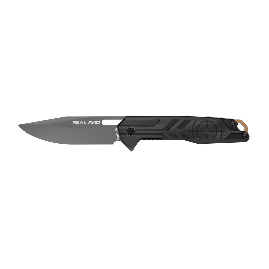 Real Avid RAV-2 BORN READY KNIFE GRAY ALUMINUM HANDLE ,BLACK BLADE