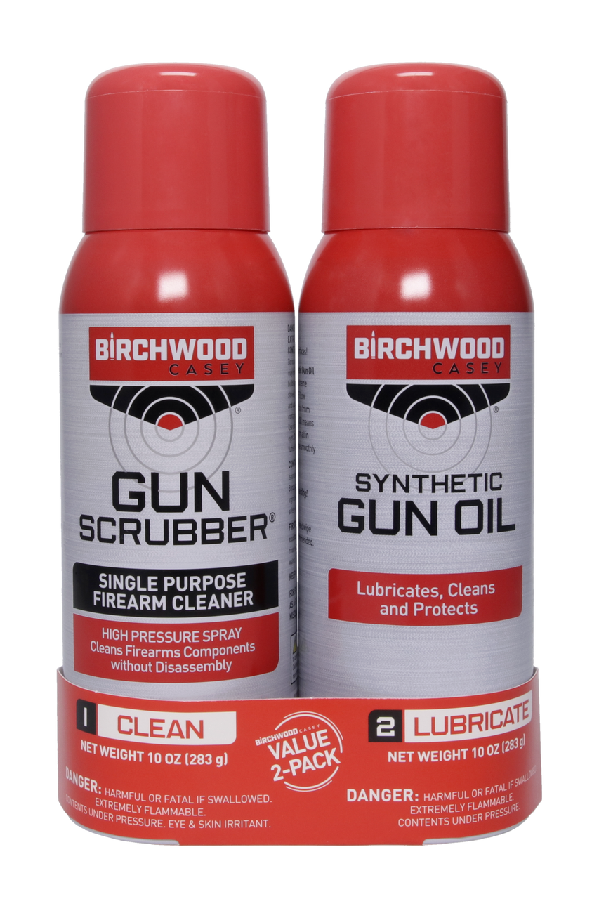 Birchwood Casey GUN SCRUBBER & SYNTHETIC GUN OIL AEROSOL COMBO PACK, 1.25 FL. OZ. EACH