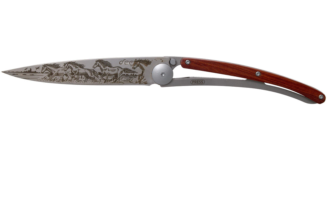 Deejo KNIFE DEEJO 37G CORAL WOOD WILD HORSES