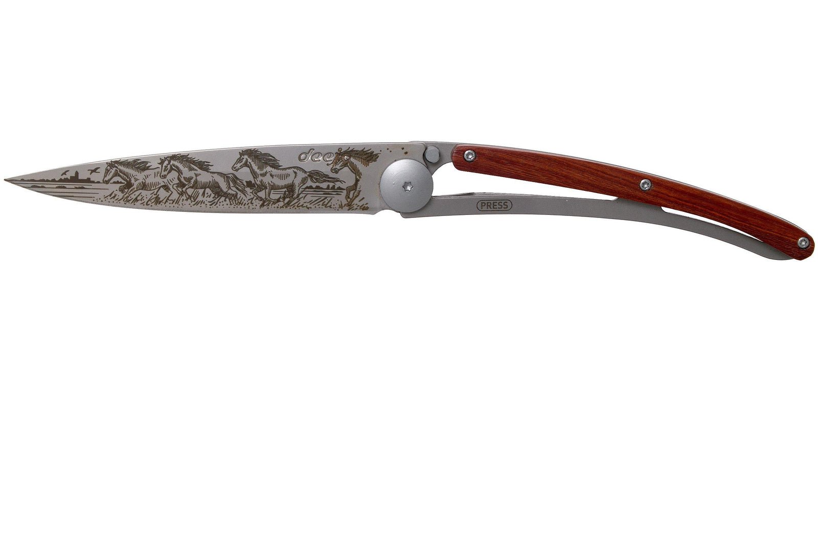 Deejo KNIFE DEEJO 37G CORAL WOOD WILD HORSES