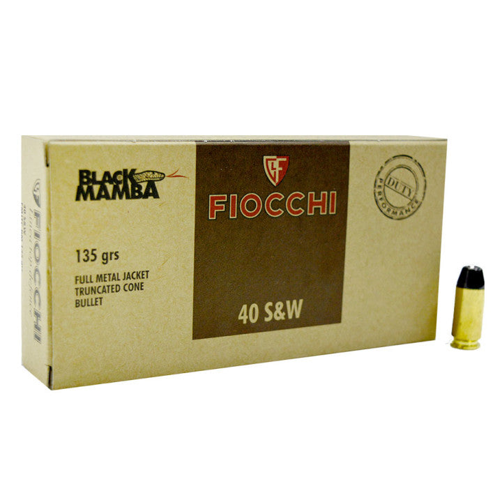Fiocchi 40 S&W 135GR FMJTC BLACK MAMBA 1362 FPS PER 50