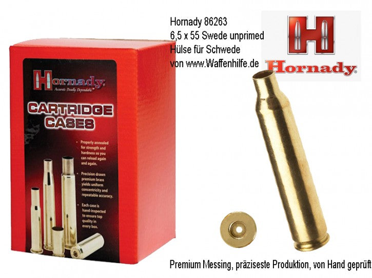 Hornady B 6.5X55 SWEDISH MAUSER HORNADY UNPRIMED (50)