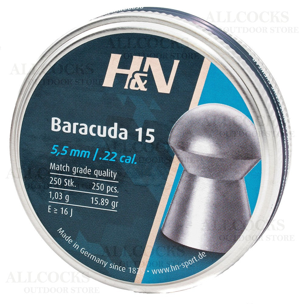H&amp;N PELLET H&amp;N BARACUDA 15 5.52MM 15.89GR (250) (MIN ORDER QTY:5)