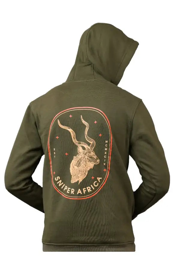 Printed Kudu Hoody - Olive