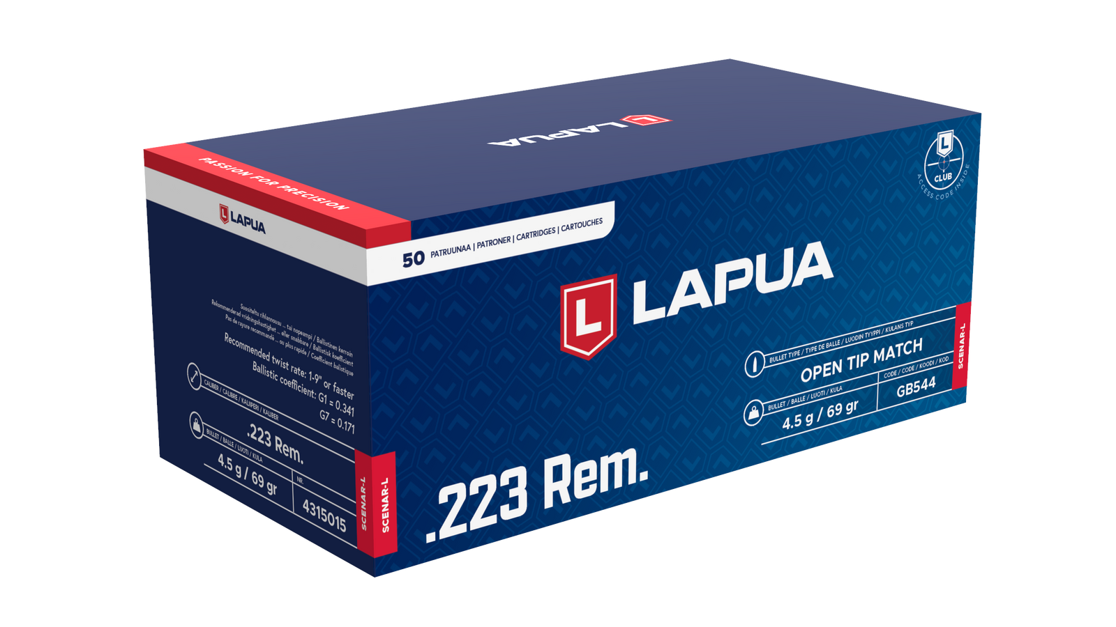 LAPUA AMMO 223 REM SCENAR-L OTM 69GR (50)