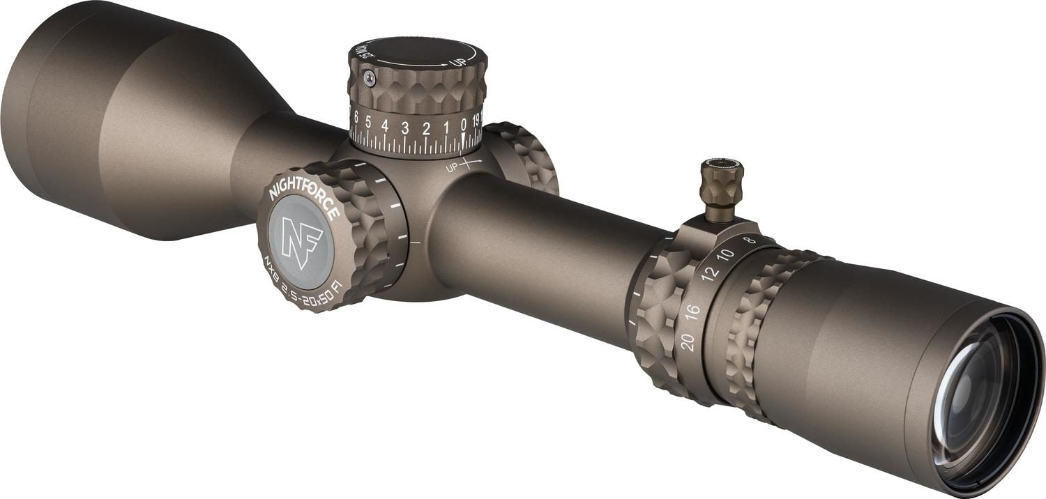 Nightforce NX8 2.5-20X50 F1 ZS .25MOA  - DARK EARTH