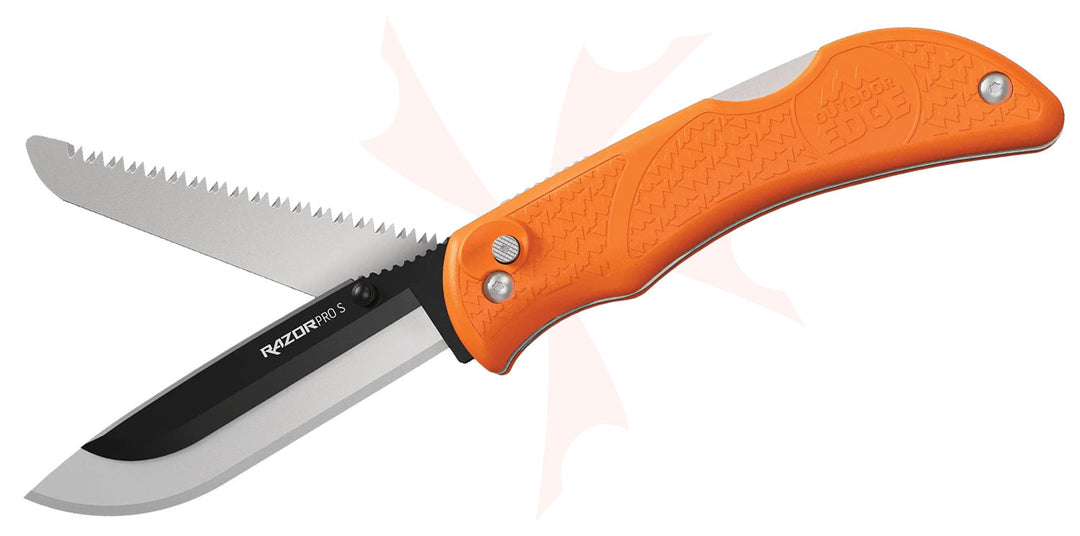 OUTDOOR EDGE WILDBONE SKIN,DEBONE &amp; SHARPEN ORANGE HANDLE + KRYPTEK SHEATH