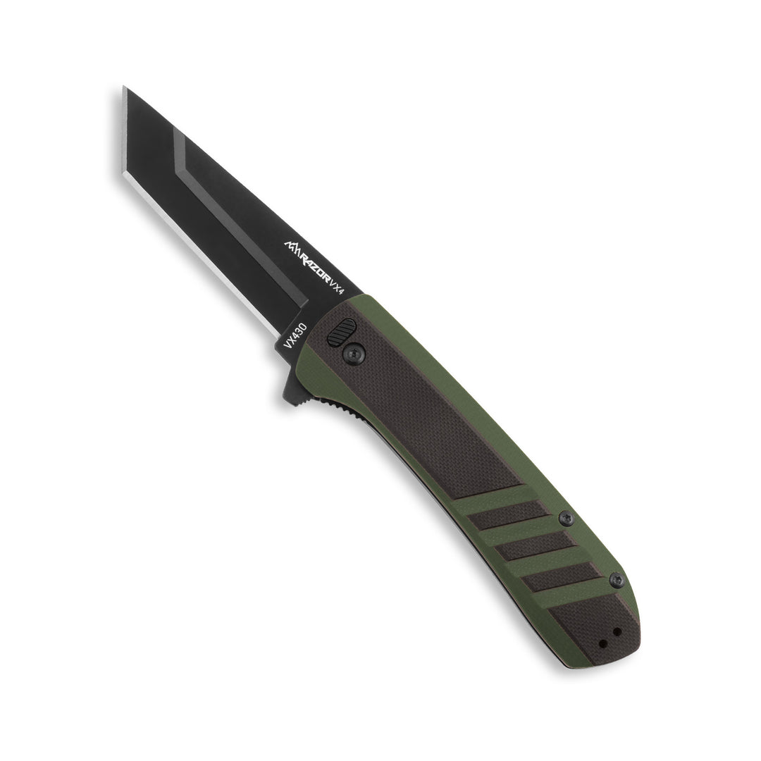 OUTDOOR EDGE RAZOR VX4 TENTURED G10 HANDLE ,BLACK BLADE 3 REPLACEMENT BLADES ...