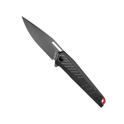Real Avid RAV-5 BORN READY KNIFE BLACK ALUMINUM + CARBON FIBER HANDLE ,SILVER BLADE