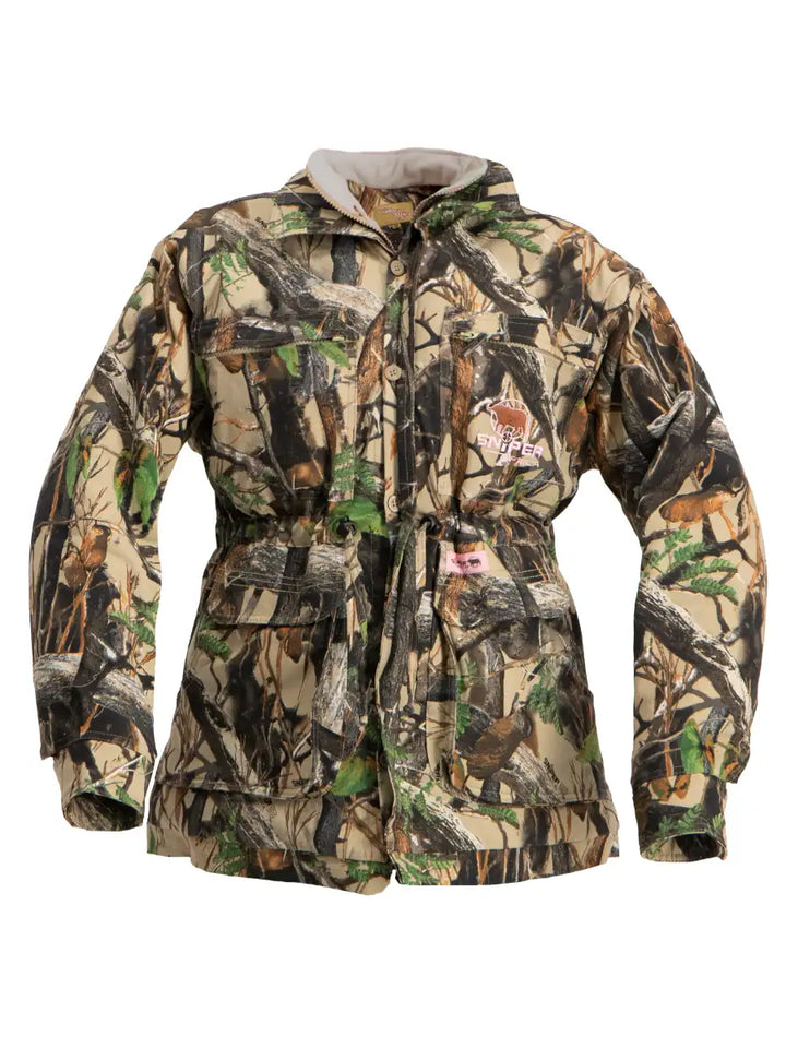Ladies Parka Jacket - 3D-Khaki/3D-Pink