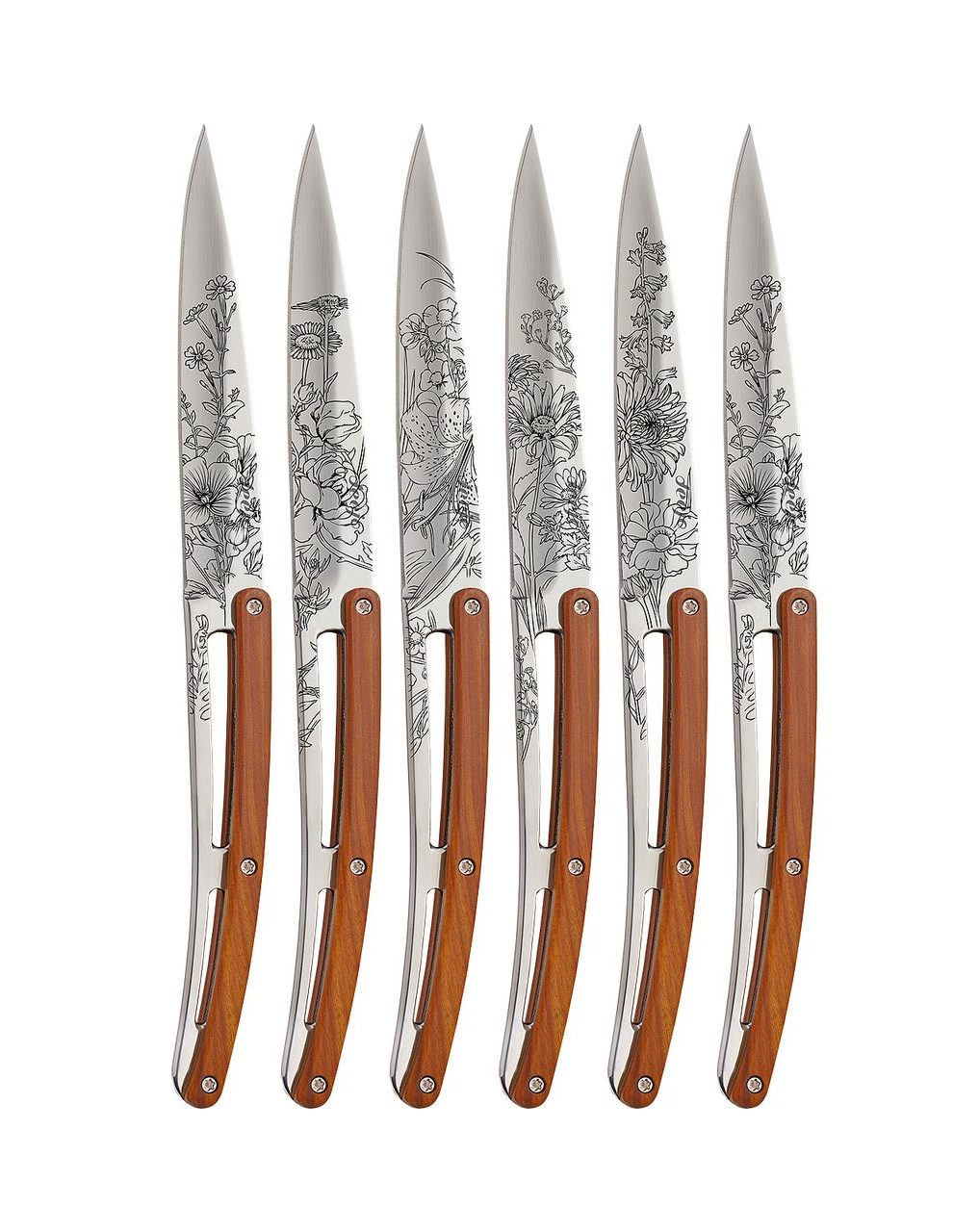 Deejo STEAK KNIVES , OLIVE WOOD , MIRROR