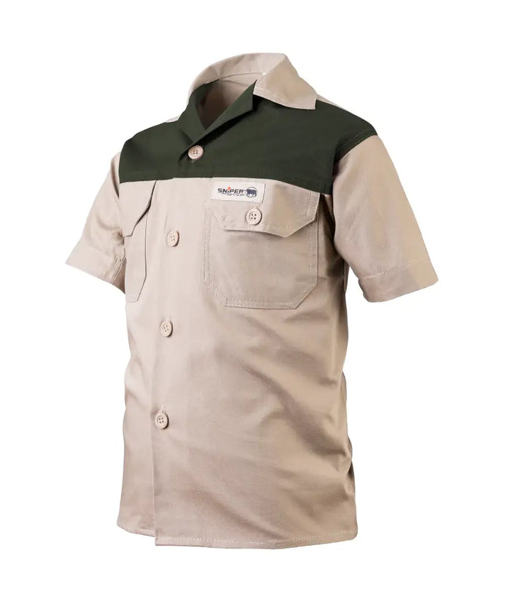 Kiddies Adventure Colour Block S/S Shirt - Khaki Olive/ Olive Khaki
