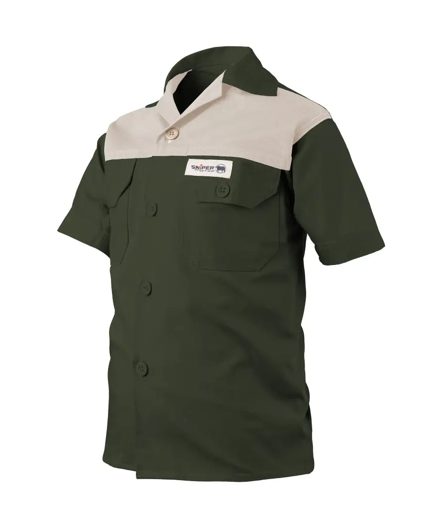 Kiddies Adventure Colour Block S/S Shirt - Khaki Olive/ Olive Khaki