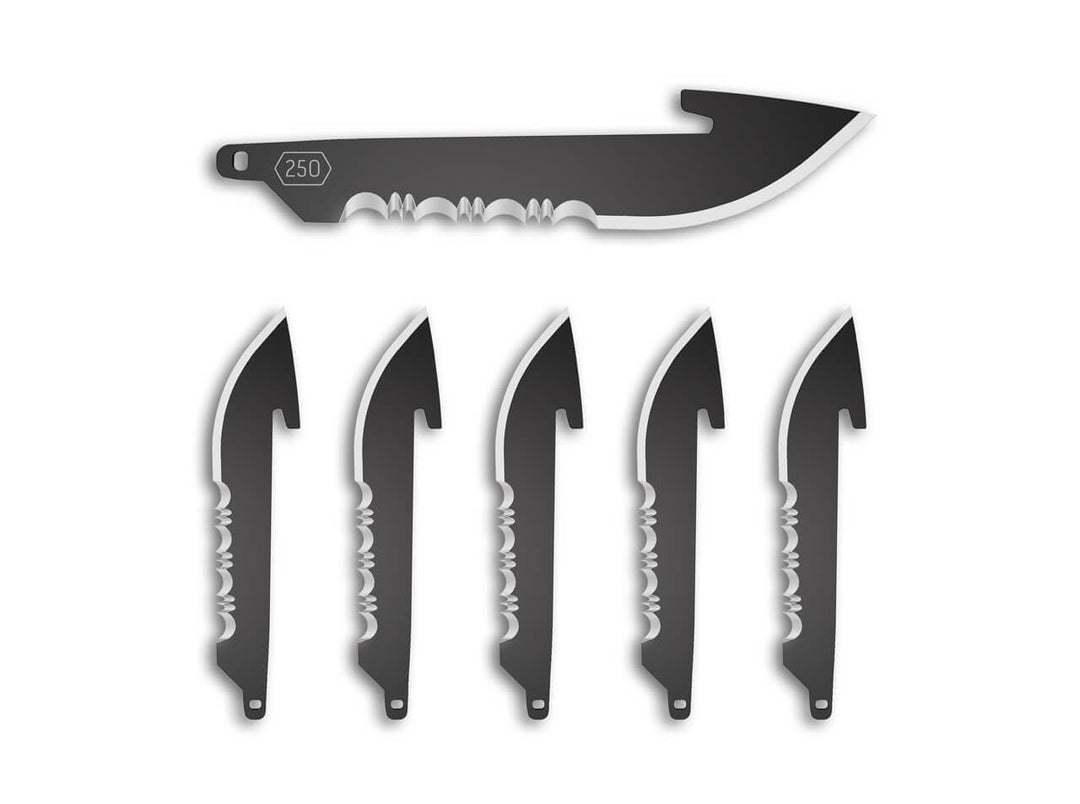 OUTDOOR EDGE 3" DROP POINT BLADES SERRATED BLACK 6PK (300)