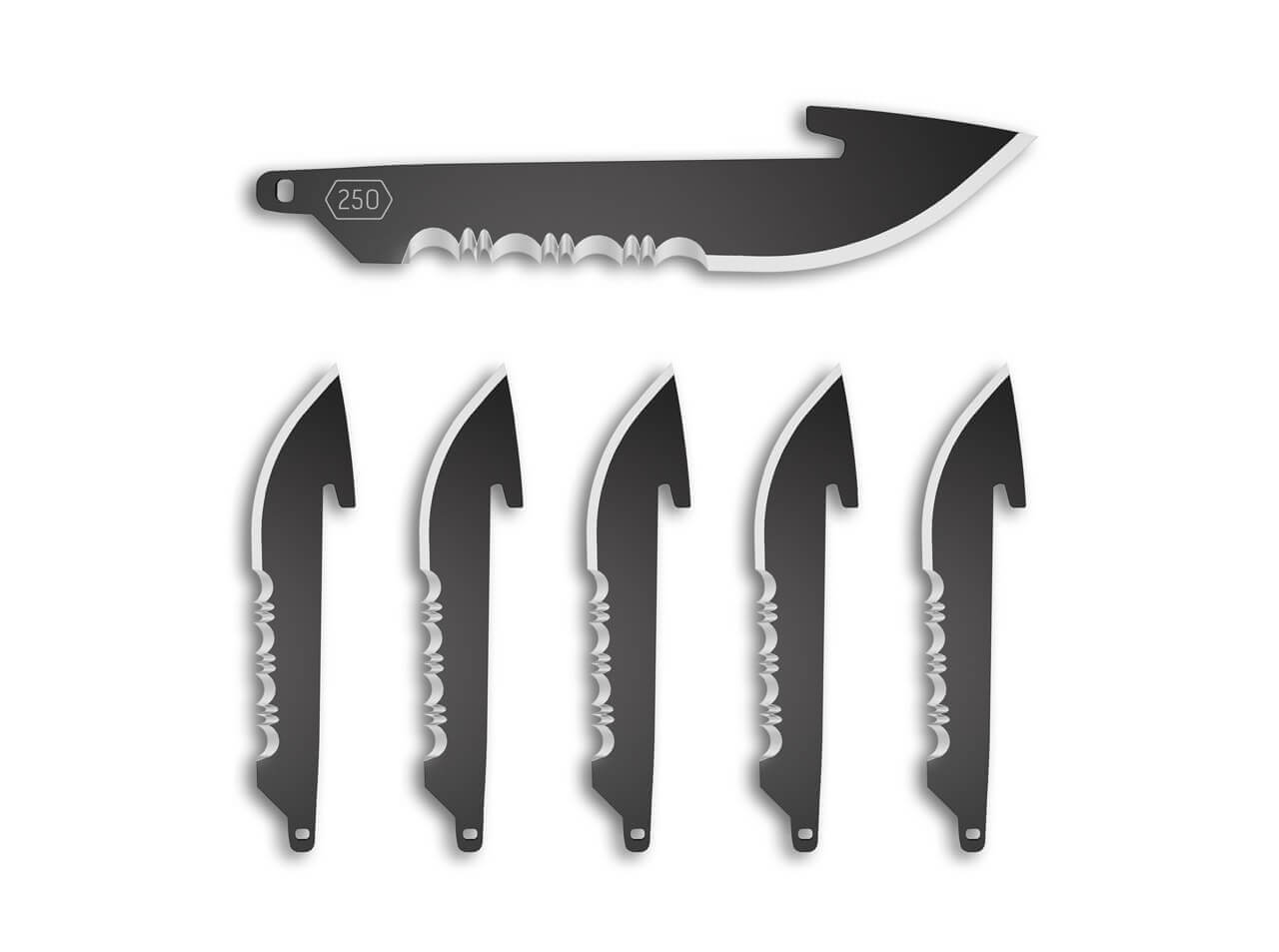 OUTDOOR EDGE 3" DROP POINT BLADES SERRATED BLACK 6PK (300)