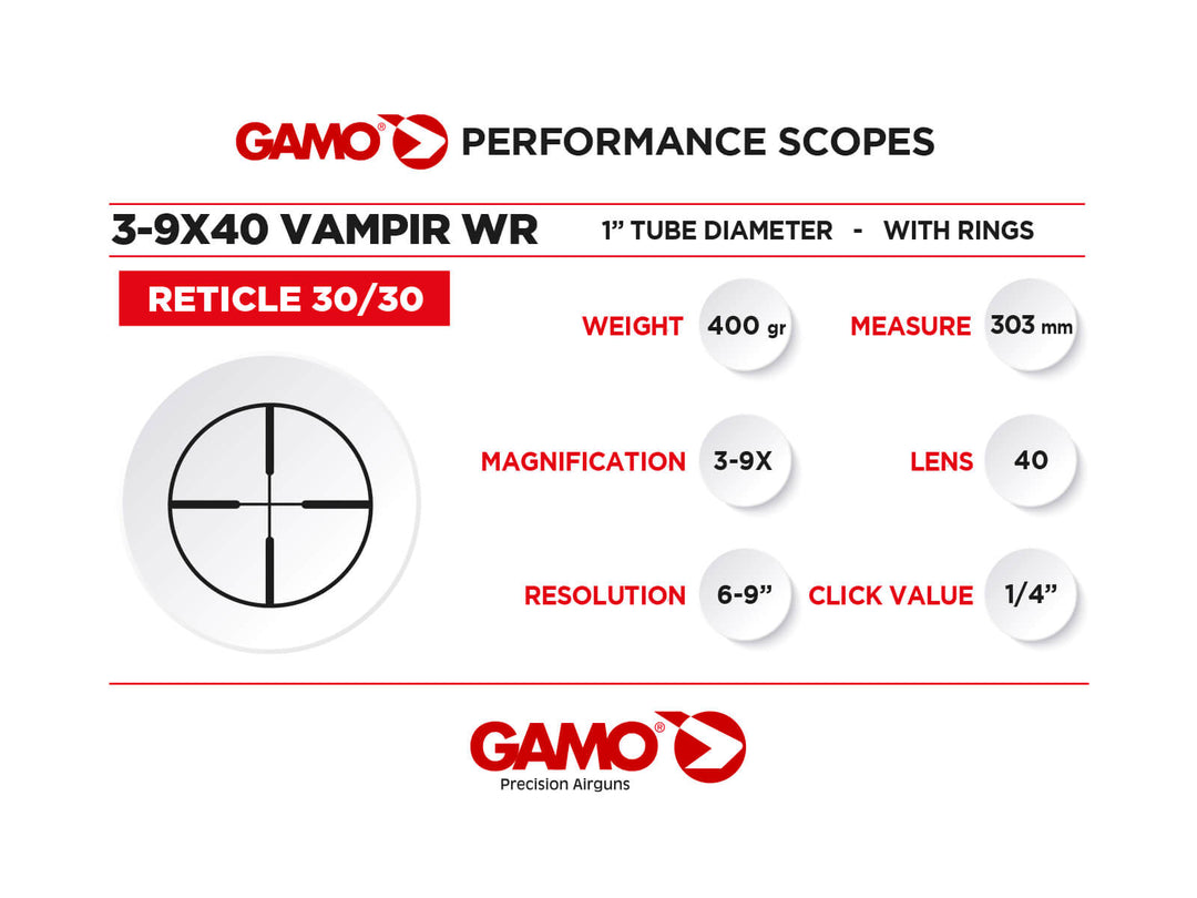 Gamo 3-9x40 WR Vampir Air Rifle Scope