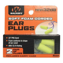 Walker'S SOFT FOAM CORDED EAR PLUGS 2 PAIR OF PLUGS 33DB